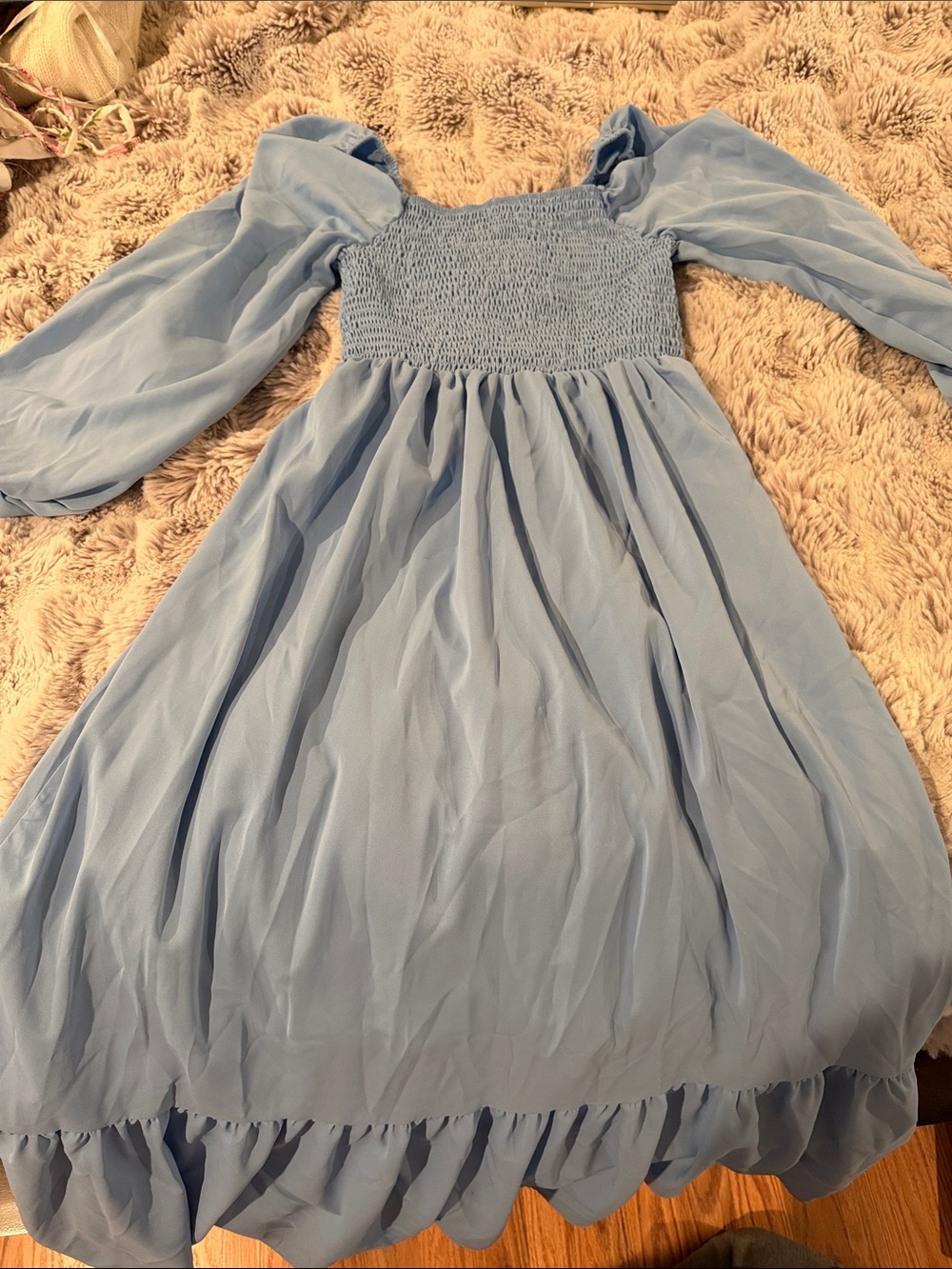 SHEIN Light Blue Puff Sleeve Maxi Dress